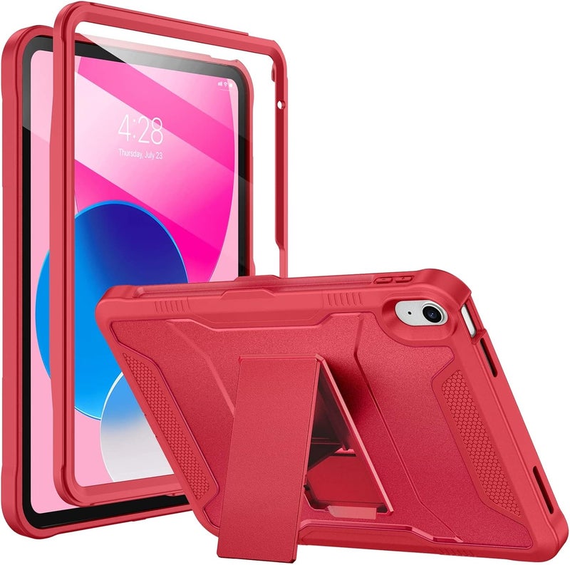 Soke Case for iPad (A16) 11th Generation 11-inch 2025, iPad 10th Generation 10.9-inch 2022, with Built-in Screen Protector and Kickstand, Rugged Full Body Protective Cover - Burgundy Red - Image 1